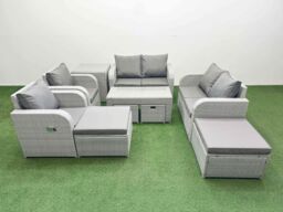 Fimous PE Wicker Rattan Furniture Sofa Sets with Coffee Table Love Sofa in Light Grey - thumbnail 2