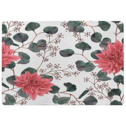 Benjamin Tate Design Red Flowers Green Leaves Rug in Natural - Size: Large - thumbnail 1