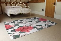 Benjamin Tate Design Red Flowers Green Leaves Rug in Natural - Size: Large - thumbnail 3