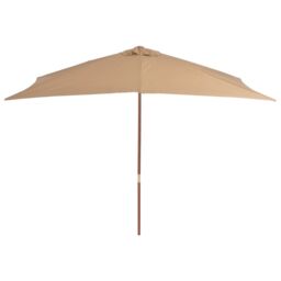 Berkfield Home Outdoor Parasol with Wooden Pole 200x300 cm Taupe in Beige - thumbnail 3