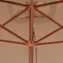Berkfield Home Outdoor Parasol with Wooden Pole 200x300 cm Taupe in Beige - thumbnail 6