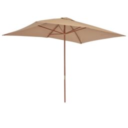Berkfield Home Outdoor Parasol with Wooden Pole 200x300 cm Taupe in Beige - thumbnail 4