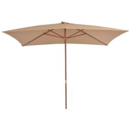 Berkfield Home Outdoor Parasol with Wooden Pole 200x300 cm Taupe in Beige - thumbnail 2
