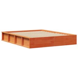 Berkfield Home Bed Frame with Lift-up Storage, Wax Brown, 150 x 200 cm, Solid Pine Wood in Brown - Size: 150 x 200 cm - thumbnail 7