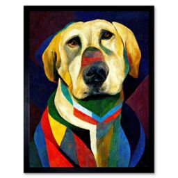 "Artery8 Wall Art Print Kandinsky's Dog Abstract Multi-Coloured Oil Painting Art Framed in Black - Size: W12"" x H16""" - thumbnail 1