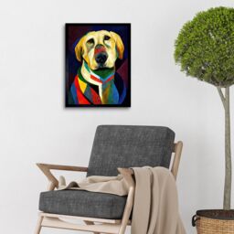 "Artery8 Wall Art Print Kandinsky's Dog Abstract Multi-Coloured Oil Painting Art Framed in Black - Size: W12"" x H16""" - thumbnail 2