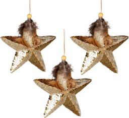 Shatchi 15cm Gold Star - 3Pcs Christmas Hanging Decorations