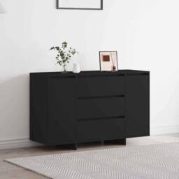Berkfield Home Sideboard Black 120x41x75 cm Engineered Wood - Size: 120 x 41 x 75 cm - thumbnail 2