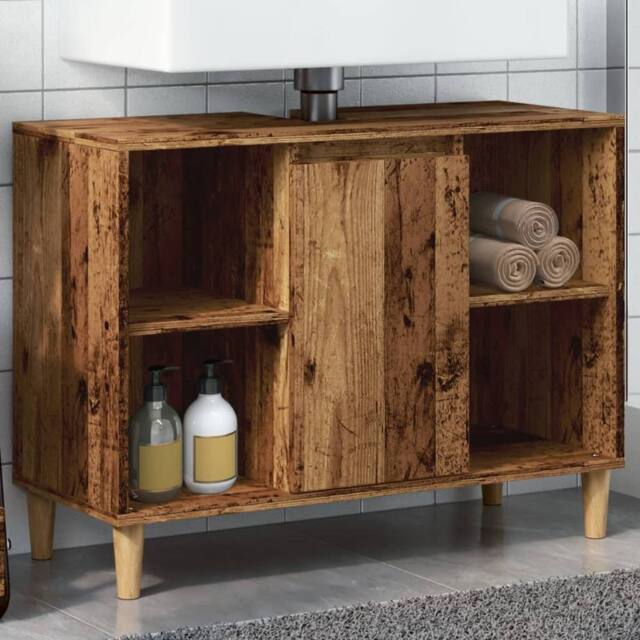 Berkfield Home Bathroom Cabinet Old Wood 80x33x60 cm Engineered Wood in Brown - Size: 80 x 33 x 60 cm - image 1