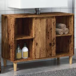 Berkfield Home Bathroom Cabinet Old Wood 80x33x60 cm Engineered Wood in Brown - Size: 80 x 33 x 60 cm - thumbnail 1
