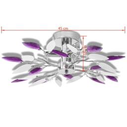 Berkfield Home Ceiling Lamp White & Purple Acrylic Crystal Leaf Arms 3 E14 Bulbs - thumbnail 4