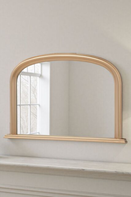 Yearn Mirrors Overmantle Arched Contemporary Mirror Gold 112(w)x77cm(h) in Metallic Gold - image 1