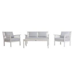 Charles Bentley Acacia White Washed 4 Piece Garden Outdoor Lounge Set in Natural - thumbnail 5