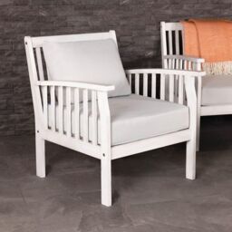 Charles Bentley Acacia White Washed 4 Piece Garden Outdoor Lounge Set in Natural - thumbnail 3