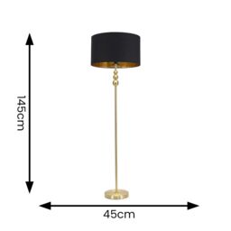 ValueLights Marissa Black & Metallic Gold Shade with Brushed Gold Stacked Ball Floor Lamp - thumbnail 6