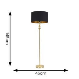 ValueLights Marissa Black & Metallic Gold Shade with Brushed Gold Stacked Ball Floor Lamp - thumbnail 7