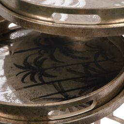 Libra Interiors Palm Tree Set Of 2 Side Tray Tables in Gold - thumbnail 4