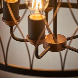 Loops Multi Light Ceiling Pendant 5 Bulb MATT BLACK & BRONZE Vintage Chandelier Lamp - thumbnail 5