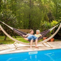 Amazonas Barbados Family Hammock - Brazilian Cotton, Cocoon Style in Brown - thumbnail 3
