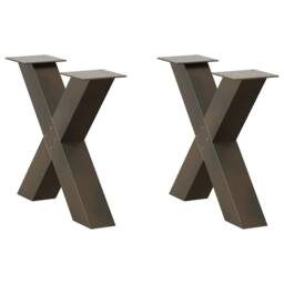 Berkfield Home Coffee Table Legs X-Shaped 2 pcs Natural Steel 50x(42-43) cm Steel in Brown - thumbnail 2