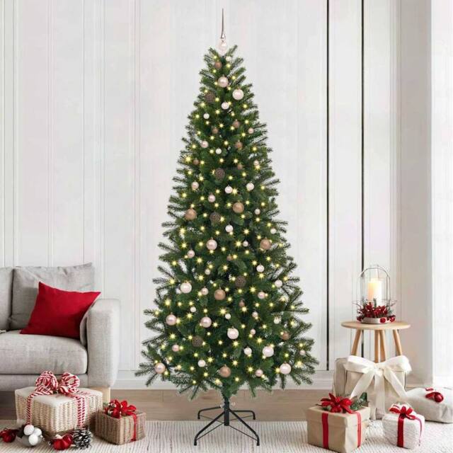 Berkfield Home Artificial Christmas Tree with 300 LEDs Green 240 cm PE & PVC - image 1