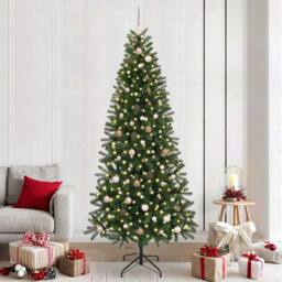 Berkfield Home Artificial Christmas Tree with 300 LEDs Green 240 cm PE & PVC - thumbnail 1