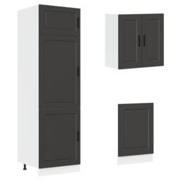Berkfield Home Elegant 8 Piece Kitchen Cabinet Set Kalmar Black Engineered Wood - thumbnail 5