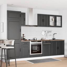 Berkfield Home Elegant 8 Piece Kitchen Cabinet Set Kalmar Black Engineered Wood - thumbnail 1