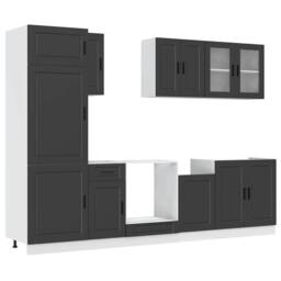 Berkfield Home Elegant 8 Piece Kitchen Cabinet Set Kalmar Black Engineered Wood - thumbnail 3