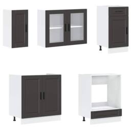 Berkfield Home Elegant 8 Piece Kitchen Cabinet Set Kalmar Black Engineered Wood - thumbnail 4