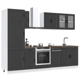Berkfield Home Elegant 8 Piece Kitchen Cabinet Set Kalmar Black Engineered Wood - thumbnail 2