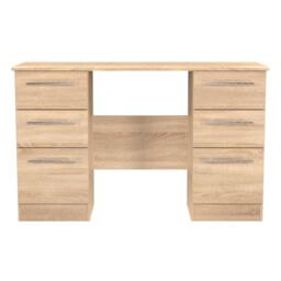 Ready Assembled 2 U Carlton 6 Drawer Kneehole Desk (Ready Assembled) in Light Oak - thumbnail 2