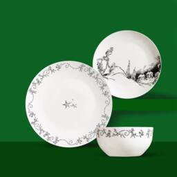 The Grinch 12PC Porcelain Dinner Set Plates Bowl Christmas Dinnerware in White - Size: 12 Pack - thumbnail 2