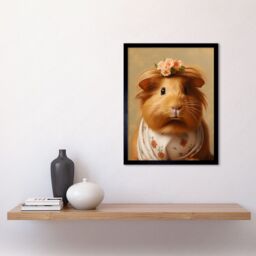 "Artery8 Wall Art Print Cute Dressed Up Guinea Pig Girls Bedroom Artwork Art Framed in Black - Size: W12"" x H16""" - thumbnail 2