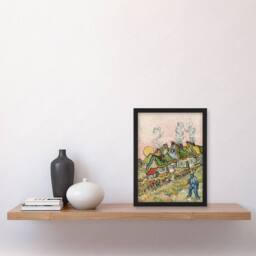 Artery8 Vincent van Gogh Framed Wall Art Print Houses & Figure Painting - Size: A4 - thumbnail 2