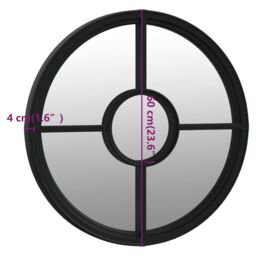 Berkfield Home Garden Mirror Black 60x4 cm Iron Round for Outdoor Use - thumbnail 6