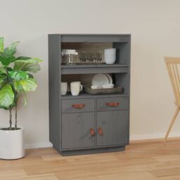 Berkfield Home Highboard Grey 67x40x108.5 cm Solid Wood Pine - thumbnail 1