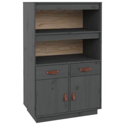 Berkfield Home Highboard Grey 67x40x108.5 cm Solid Wood Pine - thumbnail 2