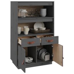 Berkfield Home Highboard Grey 67x40x108.5 cm Solid Wood Pine - thumbnail 5