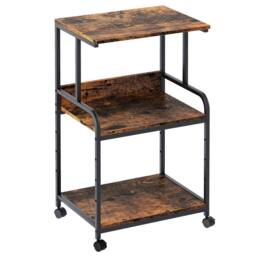 Huhote Versatile 3-Tier Printer Stand with Storage Rolling Printer Cart in Brown - thumbnail 2