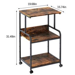 Huhote Versatile 3-Tier Printer Stand with Storage Rolling Printer Cart in Brown - thumbnail 3