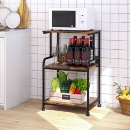 Huhote Versatile 3-Tier Printer Stand with Storage Rolling Printer Cart in Brown - thumbnail 7