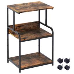 Huhote Versatile 3-Tier Printer Stand with Storage Rolling Printer Cart in Brown - thumbnail 9
