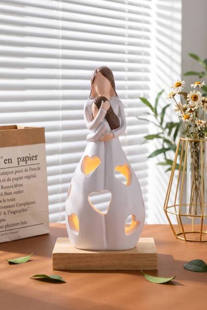 Living and Home Tabletop Decorative Resin Figurine Candle Holder for LED Tealight in White - image 1