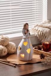 Living and Home Tabletop Decorative Resin Figurine Candle Holder for LED Tealight in White - thumbnail 2