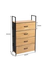 H&O Direct Freestanding 4-Drawer Wood & Fabric Storage Cabinet in Natural - thumbnail 6