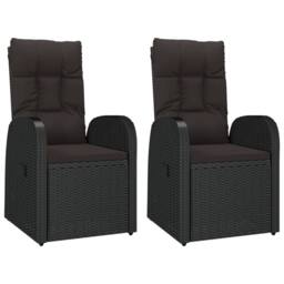 Berkfield Home 3 Piece Garden Lounge Set Black Poly Rattan&Steel - thumbnail 4