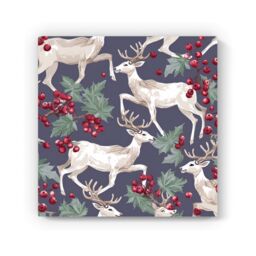 "Warren Reed - Designer Reindeers & Holly Canvas - Size: W16"" x H16""" - thumbnail 2