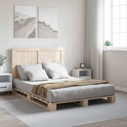 Berkfield Home Beautiful Bed Frame without Mattress with Headboard 140x200 cm So in Light Tan - thumbnail 2