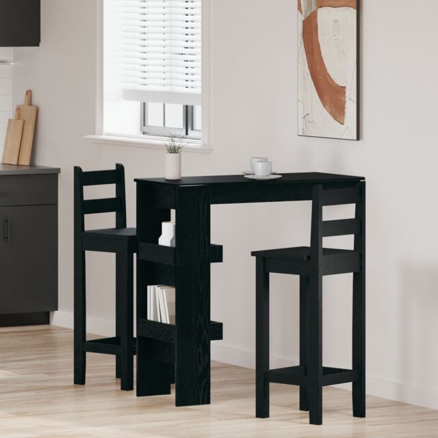 Berkfield Home Wall Bar Table - Black Oak - 102x55x103.5 cm - Made of Engineered Wood - image 1